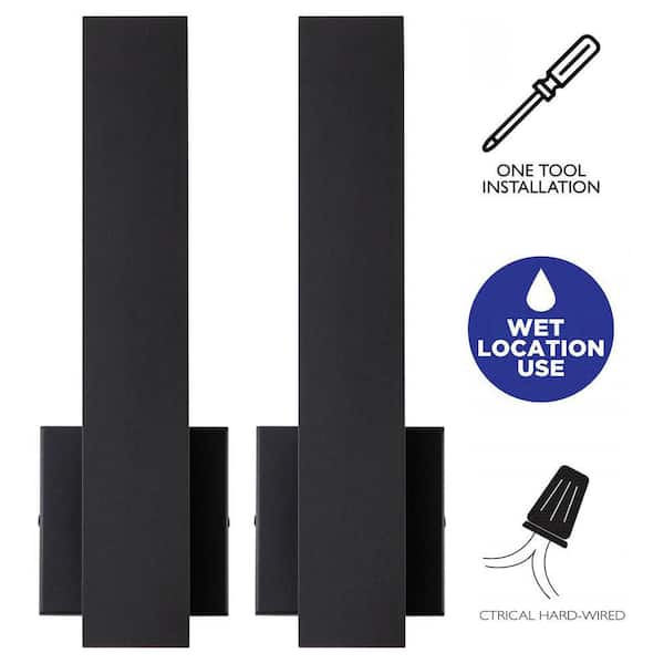 Laplusbelle 1 Light Matte Black Aluminum Hardwired LED Outdoor