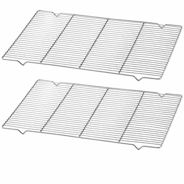 201 Stainless Steel Full Size Cooling Rack, 24 in x 16 in, Mirror-Polished, Dishwasher Safe (2-Pack)
