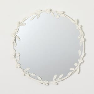 White 25 in. x 25 in. Flower Framed Wall Mirror