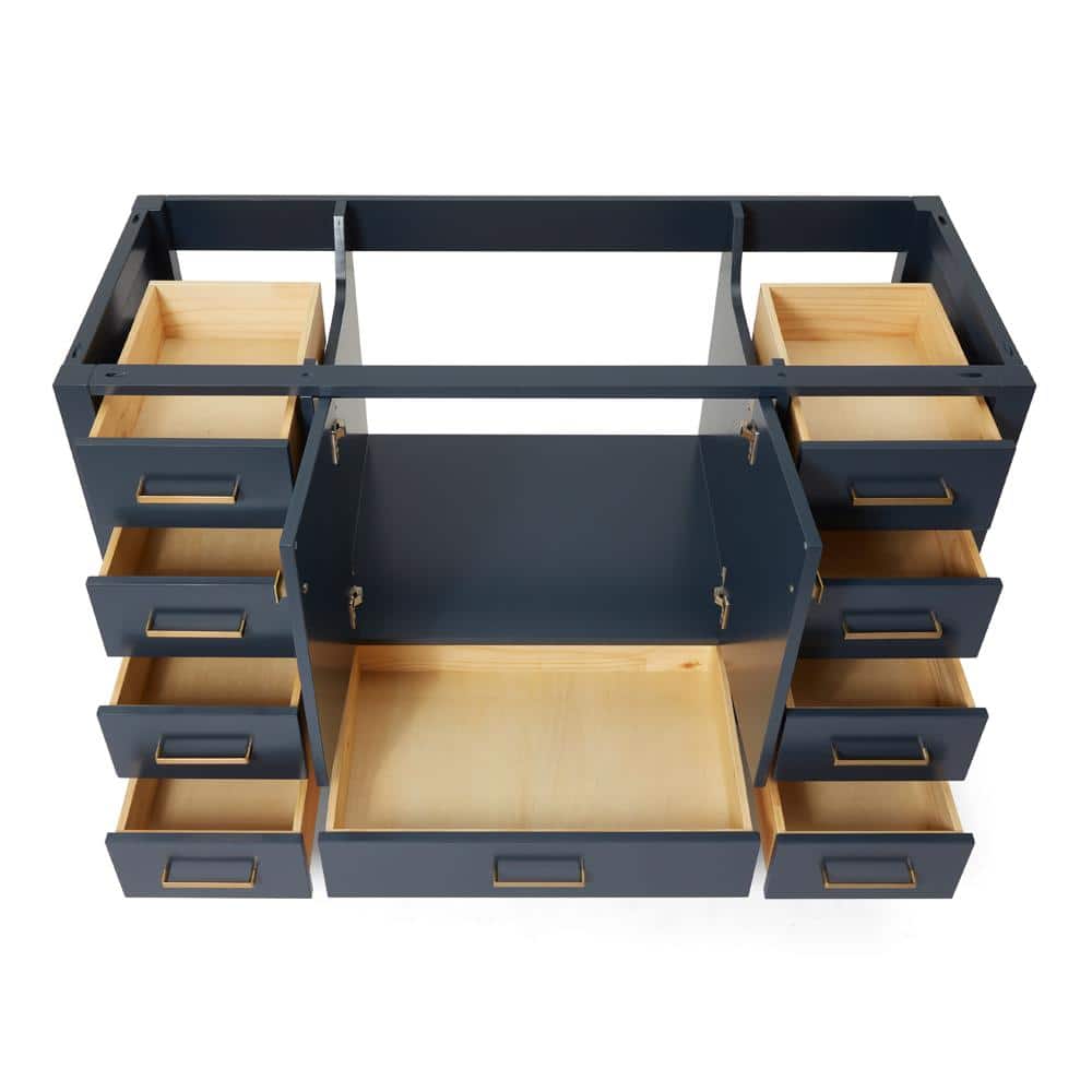 Midnight Blue 54" Solid Wood Freestanding Vanity Cabinet