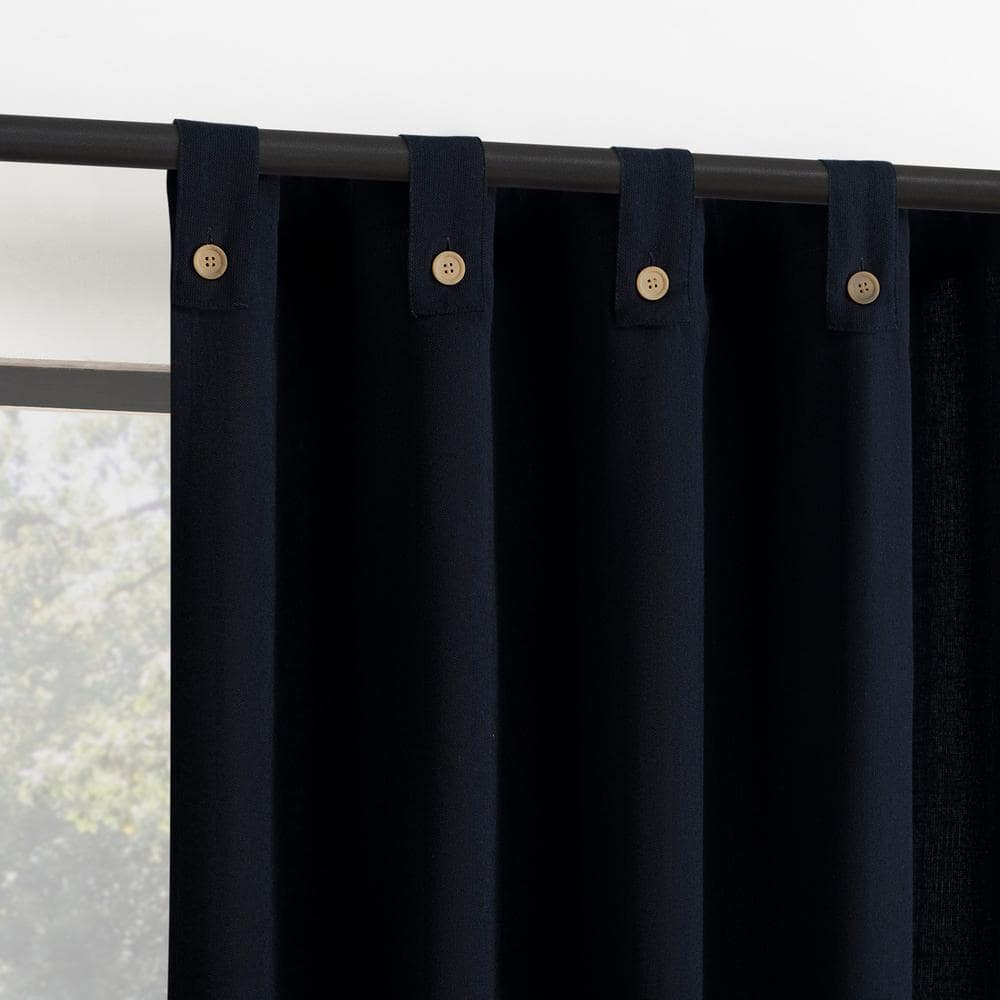Boulder Button Tab Navy Blue Cotton Blend 40 in. W x 84 in. L Tab Top Light