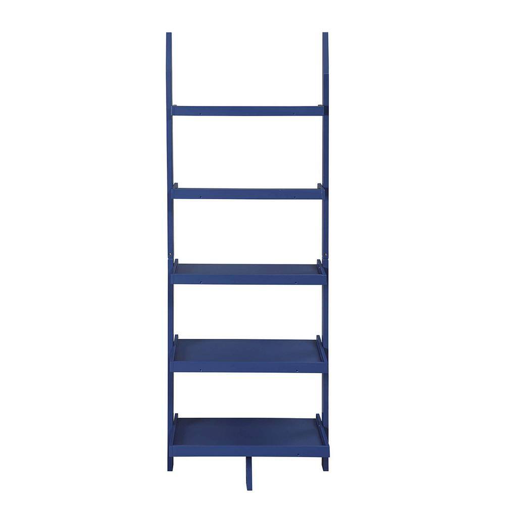 Cobalt Blue Adjustable Wood Ladder Bookshelf