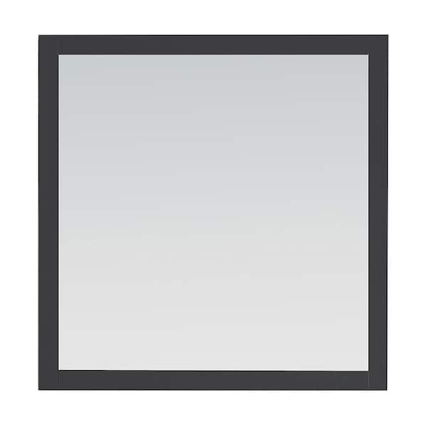 Home Decorators Collection Woodfall 34 in. W x 34 in. H Square Framed Wall Mount Bathroom Vanity Mirror in Dark Charcoal