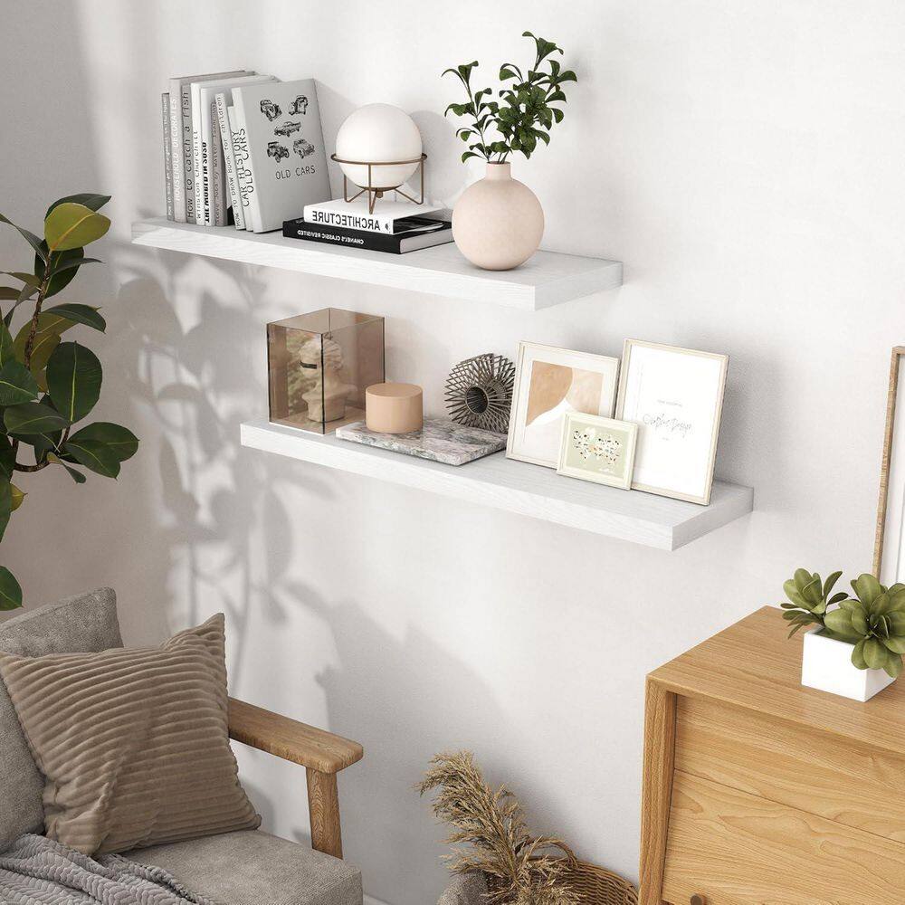 置物 Always Be Mine 39.4 in. W x 9.3 in. D White Floating Shelves Decorative Wall
