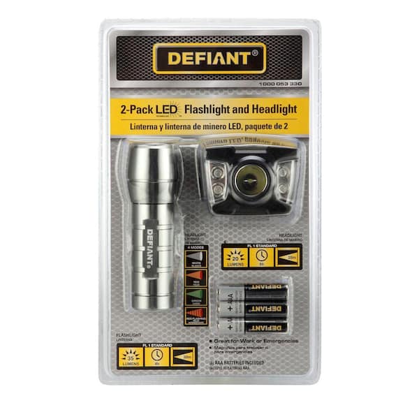 Defiant LED Flashlight and Headlight (2 per Pack)