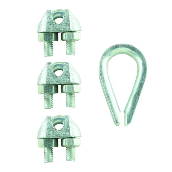 Everbilt 3/32 in. x 1/8 in. Zinc-Plated Clamp Set (4-Pieces)