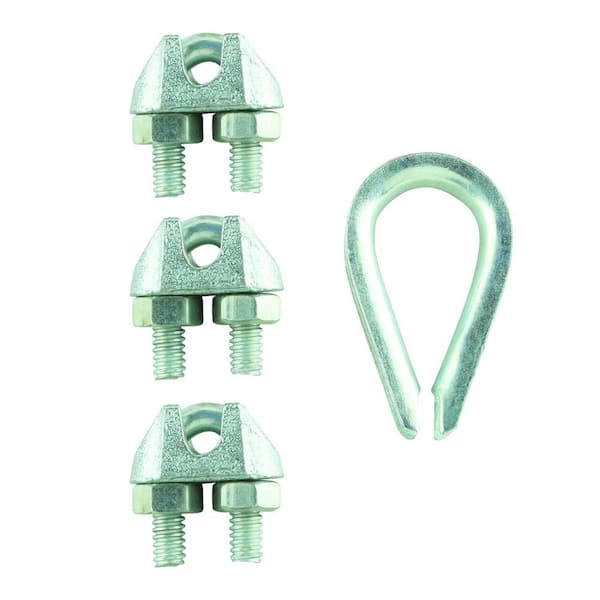 1/4 in. Zinc-Plated Wire Rope U-Bolt Clamp Set (24-Pack)