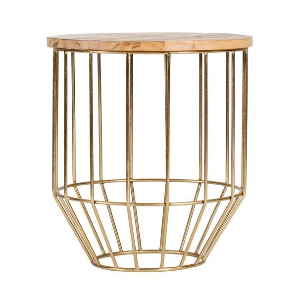 gold cage side table