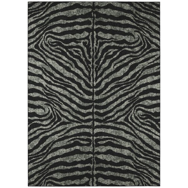 Safari Black 9 ft. x 12 ft. Indoor/Outdoor Washable Indoor/Outdoor Washable Rug