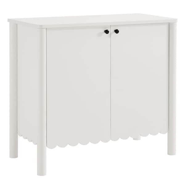 MODWAY Emmeline 35.24 in. 2-Door MDF Scalloped Sideboard in White