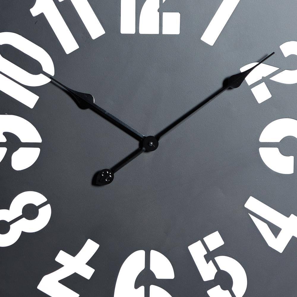 Black and Natural Wood Quatrefoil Oversized Wall Clock