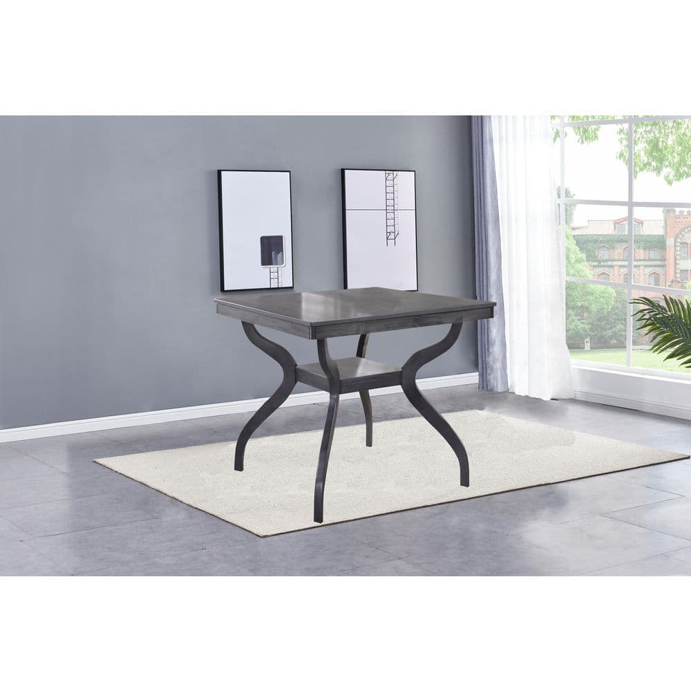 Gray Wood Counter Height Dining Table with Curved Legs