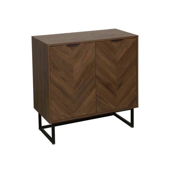 Nathan James Enloe 31 in. Walnut Rustic Doors Black Metal Frame Base