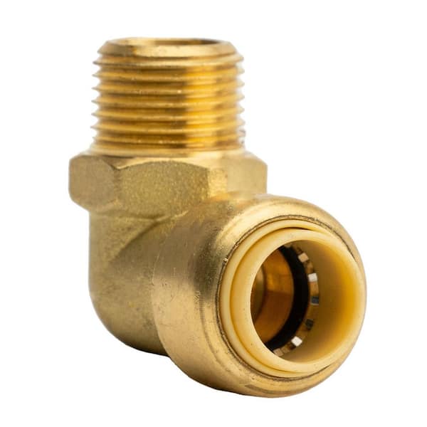 QUICKFITTING 3/8 in. Push-to-Connect x MNPT (Male Thread) Brass 90° Elbow Fitting