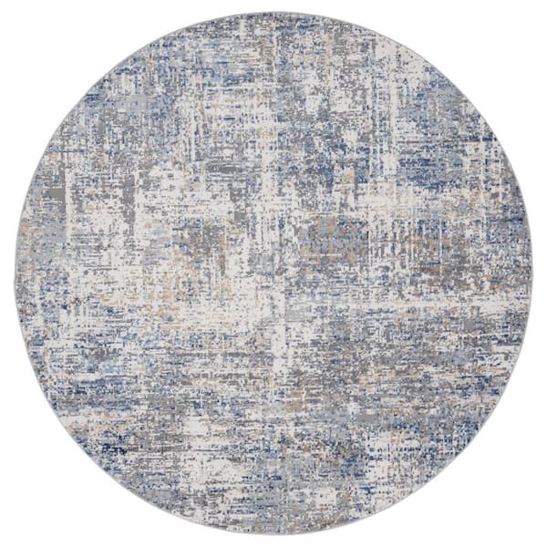 Austin Elegance Blue 7 ft. 10 in. x 7 ft. 10 in. Round Rug