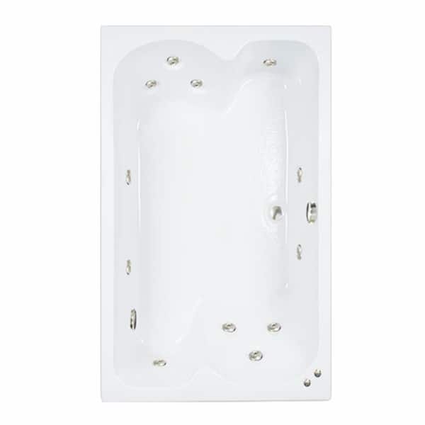 Comfortflo 60 in. x 43 in. Acrylic Rectangular Drop-in Whirlpool Bathtub with Center Drain in Biscuit