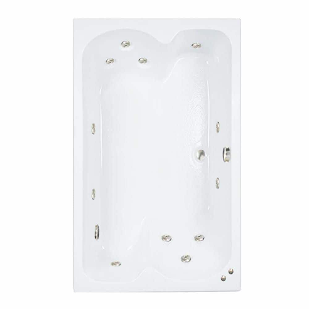 60 in. x 43 in. Acrylic Rectangular Drop-in Whirlpool Bathtub with Center Drain in White price history on PriceWatchPro