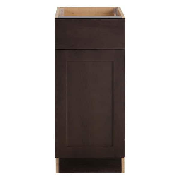 Hampton Bay Edson Shaker Assembled 15x34.5x24.5 in. Base Cabinet with Soft Close Full Extension Drawer in Dusk