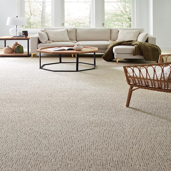 Smooth Summer Seaside Bliss Beige 37 oz Polyester Pattern Installed Carpet