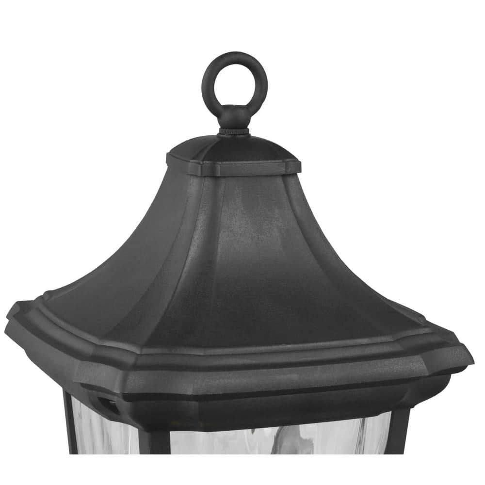 Progress Lighting  Marquette Collection 1-Light Textured Black Clear Water Glass New Traditional Outdoor Post Lantern Light - 2