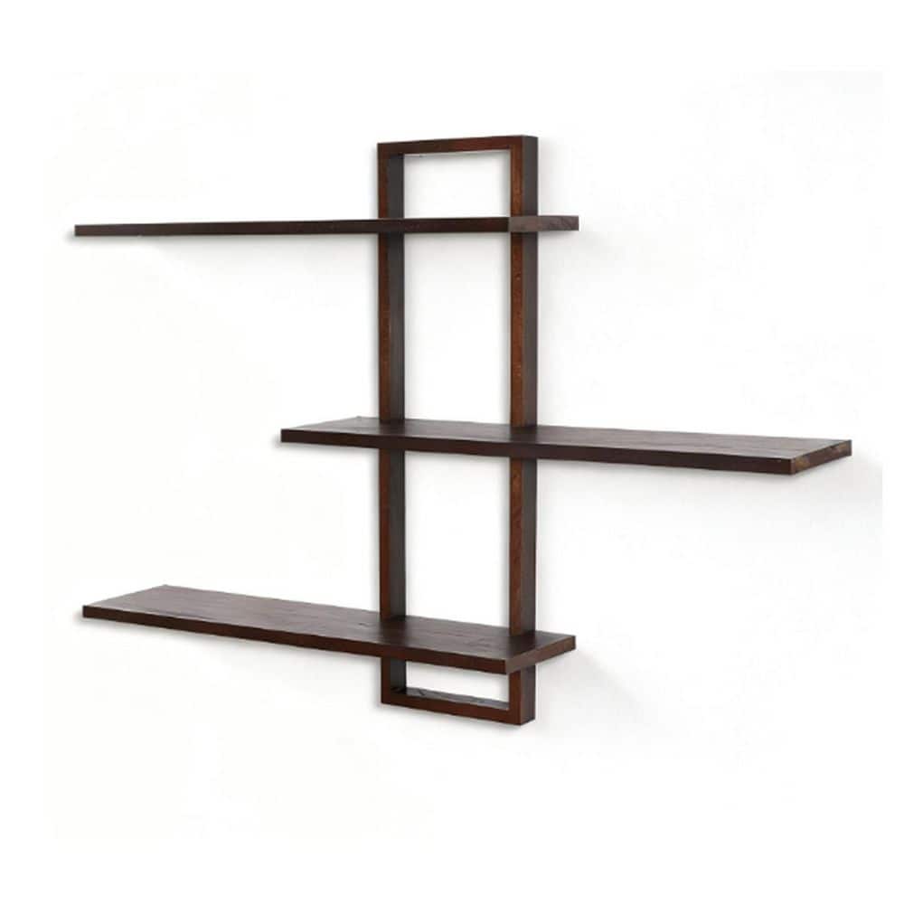 wood iron shelf 1500*1200*225〈ブラウン〉 3-Tier 22 in. W x 6 in. D Brown Wood Decorative Wall Shelf