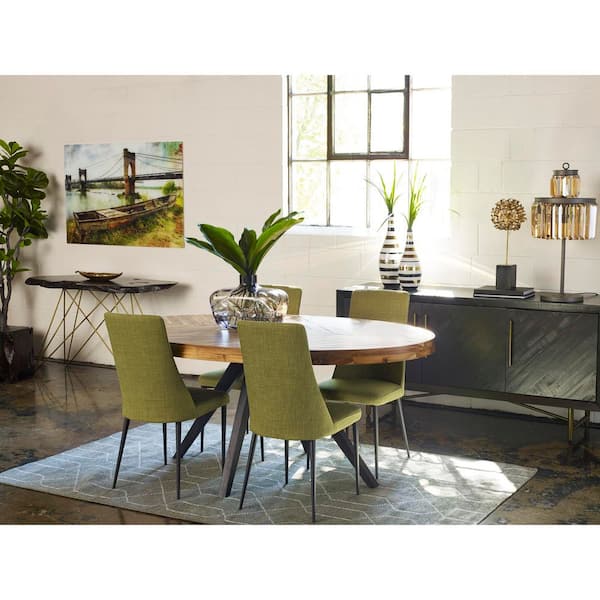 NADAAL STUDIOS Arlo Rustic Cappuccino Acacia Wood 72 in. Oval 4 Legs Dining Table Seats 6
