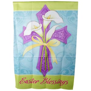 40 in. H x 28 in. W x 0.1 in. L Easter Blessings Cross and Lilies Outdoor House Flag