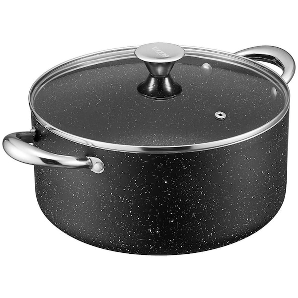 7 qt. Cast Iron Nonstick Dutch Oven Stock Pot in White with Lid for Bread Baking Stewing Poaching Frying
