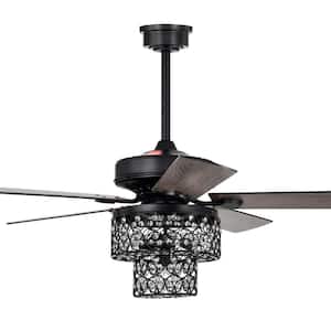 Hasna 52 in. 4-Light Indoor Matte Black Ceiling Fan with Light Kit and Remote