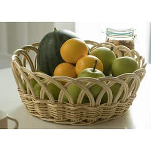 16- Inch Decorative Willow Round Fruit Bowl Bread Basket Serving Tray, Large