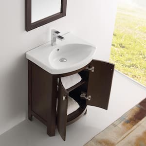 Niagara 24 in. W Traditional Bathroom Vanity in Antique Coffee with Vanity Top in White with White Basin