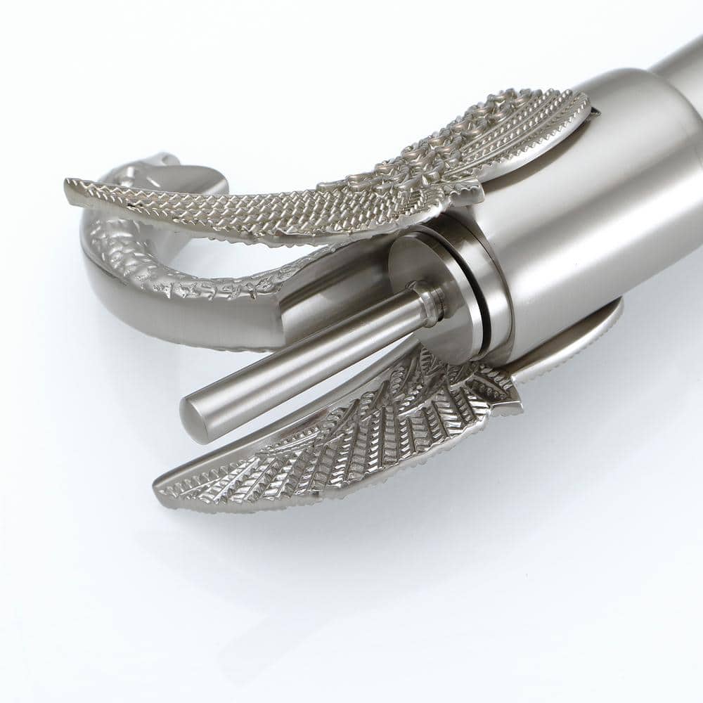 Brushed Nickel Swan Single Handle Vessel Sink Faucet