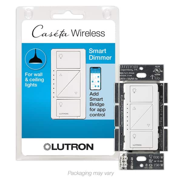 Lutron Caseta Wireless Smart Lighting Dimmer Switch For Wall And Ceiling Lights White Pd 6wcl Wh R The Home Depot