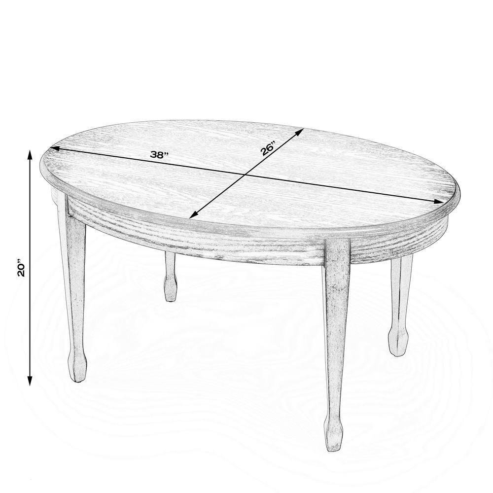 Antique Beige Oval Wood Outdoor Coffee Table