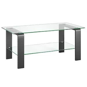 Asta 40 in. Gunmetal Gray Rectangle Glass Coffee Table