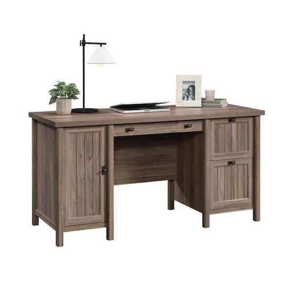 SAUDER Costa 59.055 in. Washed Walnut Computer Desk with File Storage  428727 - The Home Depot
