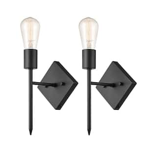 Rotterdam 1-Light Matte Black Plug-In or Hardwire Wall Sconce (2-Pack)