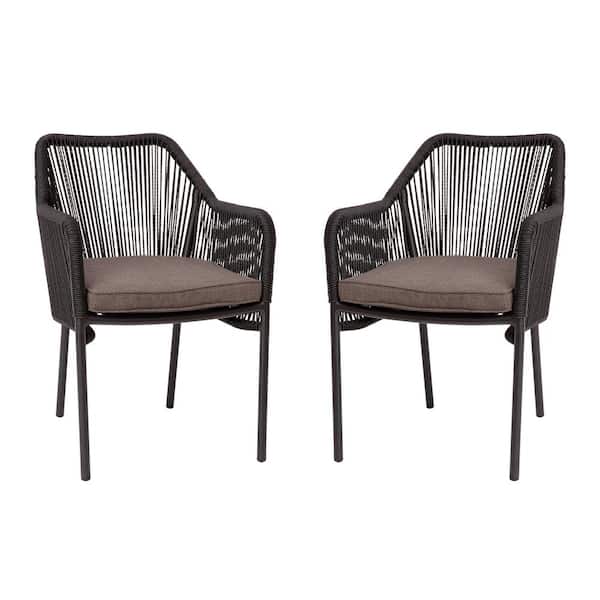 TAYLOR + LOGAN Black Aluminum Outdoor Dining Chair (Set of 2)