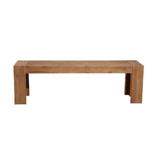 Brown Solid Acacia Wood Bench with Bracket Legs 16 in. L x 58 in. W x 18 in. H