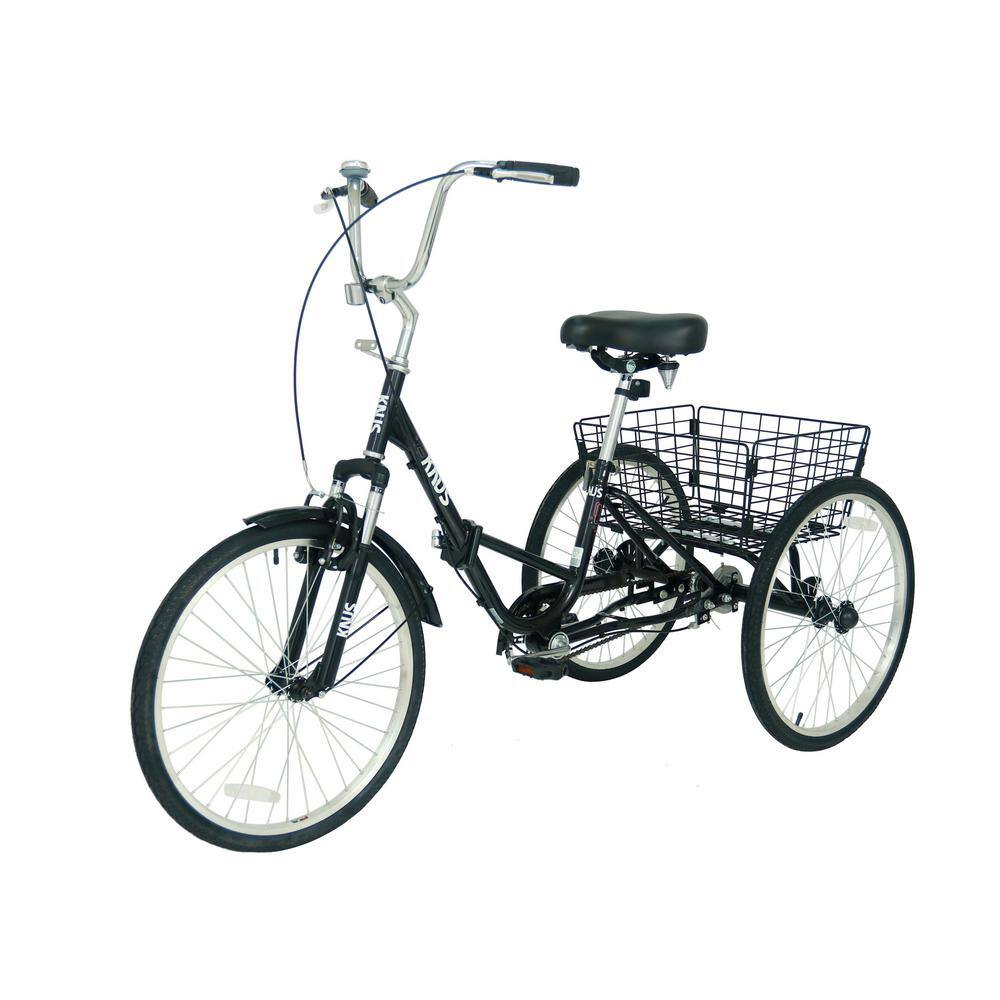 20 in. Adult Folding Steel Frame Trike with Low Step-Through, Large Basket 