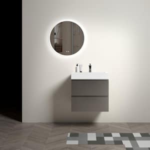 Aaby 24 in. W x 18 in. D x 25 in . H Wall Mounted Floating Bath Vanity Cabinet in Gray with Solid Surface Top and Sink