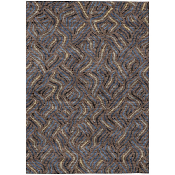Chantille Machine Washable Indoor/Outdoor Abstract ACN2474 Fudge 3 ft. x 5 ft. Area Rug