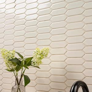 Antique White Picket 11.18 in. x 15.47 in. x 8 mm Glossy Ceramic Mesh Mounted Mosaic Tile (10.50 sq. ft./Case)