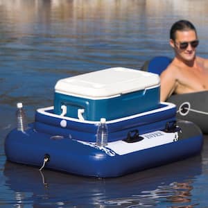 Multi-Color Inflatable Mega Chill II 72 Can Cooler Float and 1-Person Floating Raft