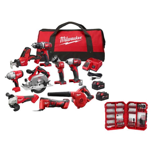 M18 18-Volt Lith-Ion Cordless Combo Kit (9-Tool) w/ (2) Batteries, Charger, Tool Bag, & Screw Driver Bit Set