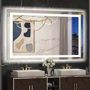 48 in. W x 24 in. H Rectangular Frameless with Frontlit & Backlit Anti-Fog LED Mirro Wall Mount Bathroom Vanity Mirror