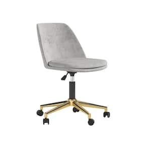 Brody Light Gray Velvet Gold Base Pillowtop Office Task Chair