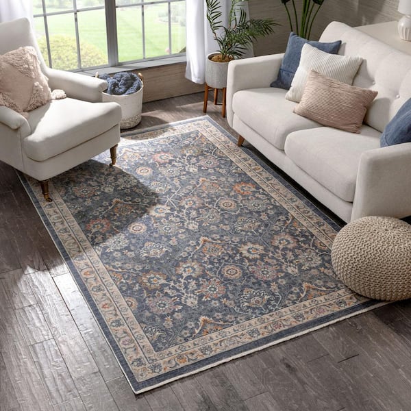 Well Woven Tivoli Zocalo Global Vintage Oriental Blue 5 ft. 3 in. x 7 ft.  10 in. Distressed Area Rug TIV-16-5 - The Home Depot