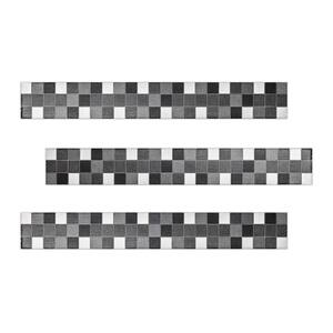 Steel 2 in. x 16 in. Black, Grey and White Multicolor Ceramic Decorative Listello Wall Tile (3-Pack)