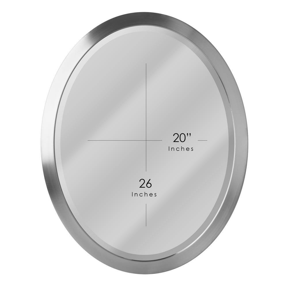 Brushed Nickel Oval Wall Mirror with Silver Frame